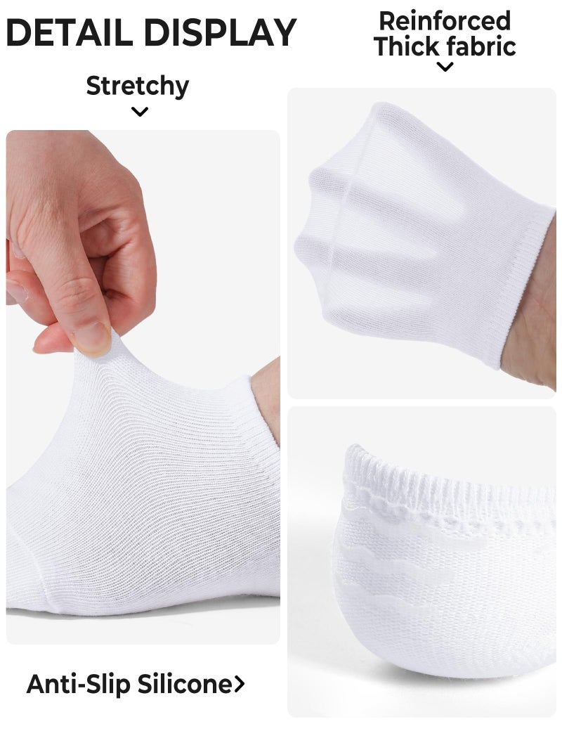 BOOPH 10 Pairs Girls Boys Socks Kids No Show Socks Toddlers Girl Anti-slip Ankle Low Cut Sock 7-9 Years White-Black-Gray - Image 2